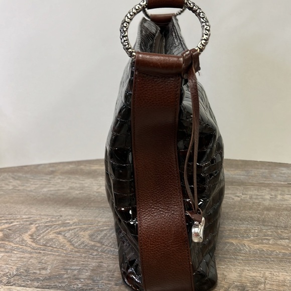 Brighton CHER Croc Patent Leather Shoulder Bag with Duster/Storage Bag D446849 - Picture 6 of 11